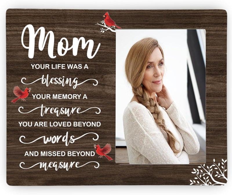 CAIFZ Mom Memorial Wooden Picture Frame, In Loving Memory Remembrance Photo Frame Gifts for Mommy, Bereavement Sympathy Wooden Frame for Loss of Mom, 4x6 inch Photo - Image 1